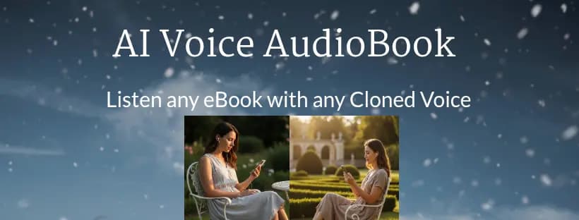 AI Voice AudioBook app interface showing voice cloning and ebook conversion